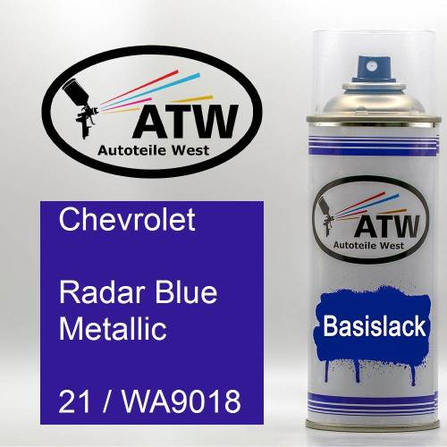 Chevrolet, Radar Blue Metallic, 21 / WA9018: 400ml Sprühdose, von ATW Autoteile West.